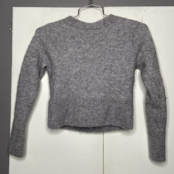 & other stories wool alpaca crop cardigan small grey bee buttons - Picture 3 of 6